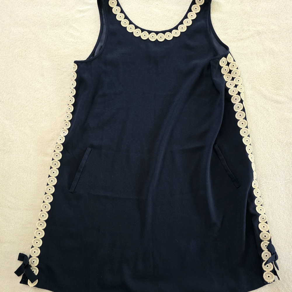 Lilly Pulitzer Navy Sleeveless Dress with Gold Accents Size 16
